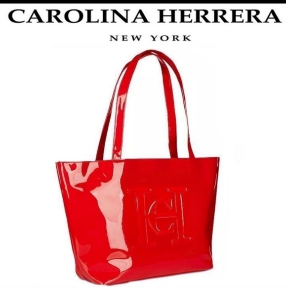β€NWT Pretty in Red Schick Carolina Herrera Gloss Tote 12*20.5" - Picture 4 of 11